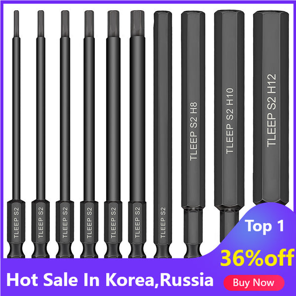 10pcs Hex Head Allen Wrench Drill Bits Set 100mm SAE Metric Allen Screwdriver Bits Magnetic Tip Hex Key Screwdriver Socket Bit