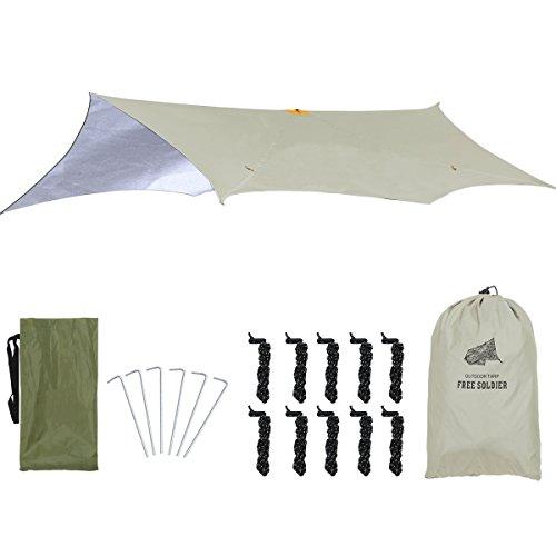 FREE SOLDIER Lightweight Waterproof Rain Fly Dual Use UV Protection Tarp Shelter for Camping Tactical Hammock Tent Tarp
