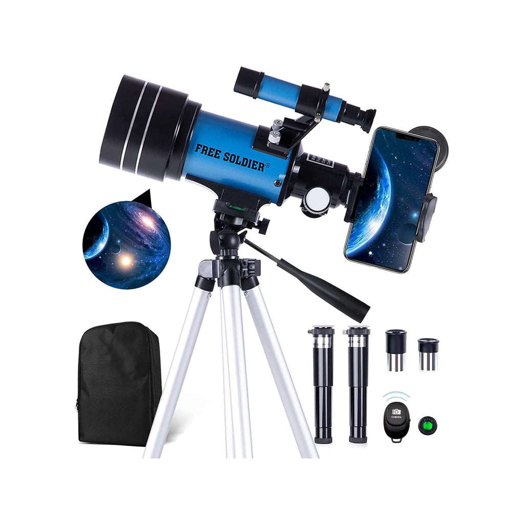 FREE SOLDIER Telescope for Kids&Astronomy Beginners - 70mm Aperture Refractor Telescope for Stargazing With Adjustable Tripod Phone Adapter