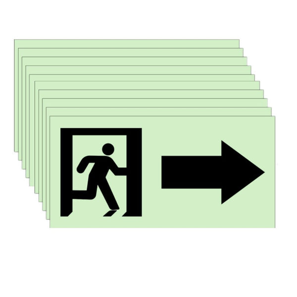 EXIT Signs Glow In The Dark Decals 10 Pieces 3.94"x1.97" Emergency EXIT Luminous Wall Sticker for Stairway Hallway Hotel Shop